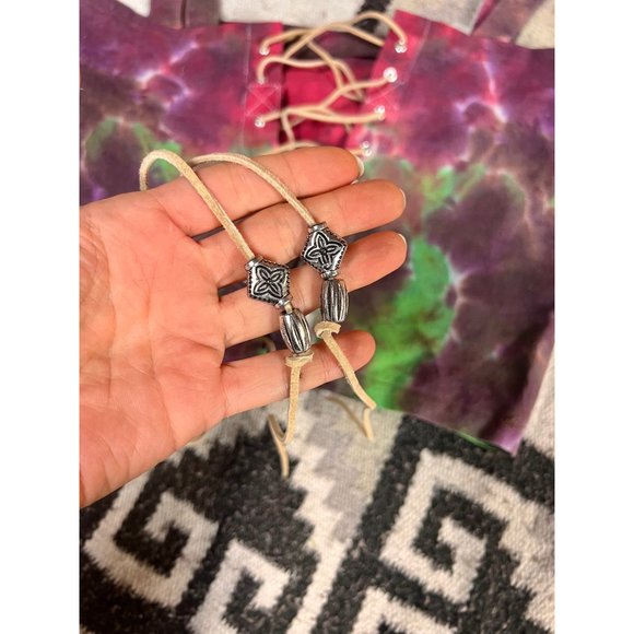 Lace Up Corset Style Reversible Handmade Tie Dye Purple Green Festival Crop Top - Picture 4 of 6